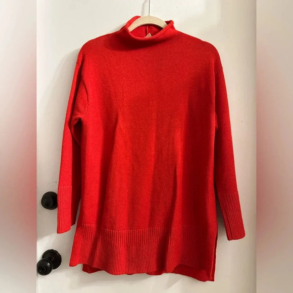 ANTHROPOLOGIE moth mock neck Saskia sweater red oversized XS - Picture 1 of 6